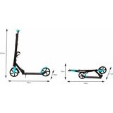  Sklopivi romobil za djecu i mlade – kotači 200 mm, podesiva visina 91–101 cm crno tirkizni | shoptok.hr