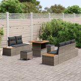  Set od 8 komada vrtnih sofa s jastučićima siva poli ratan akacija | shoptok.hr