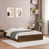 Maison Chic Posteljni okvir - Dvoposteljna postelja - Zakonska postelja s predali rjavi hrast 140x190 cm inž. les, (21696268) | Shoptok.si