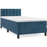The Living Store Box spring postelja z vzmetnico temno moder 90x190 cm žamet - Box Spring Postelja, (21490298) | Shoptok.si