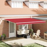 vidaXL Avtomatska retraktibilna tenda z LED svetlobo Rdeča 450x300 cm, Nadomestno blago za 4,5x3 m okvir Rdeča Cene