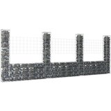 vidaXL Gabionska košara U-oblika s 4 stupa 380 x 20 x 150 cm željezna | shoptok.hr