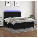 vidaXL Box spring postelja z vzmetnico LED črna 180x200 cm b Cene