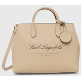 Karl Lagerfeld Usnjena torbica bež barva, 245W3073
