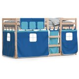 vidaXL Pograd z zavesami moder 90x190 cm trdna borovina | Shoptok.si