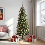  Umjetno božićno drvce s kuglicama 180 cm 300 LED lampica - 180 cm s LED-ima i ružičastim lopticama Zelena | shoptok.hr