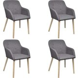  Jedilni stoli 4 kosi svetlo sivo blago in trdna hrastovina | Shoptok.si