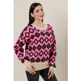 By Saygı Rug Patterned Sweater Fuchsia Cene