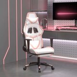  Gaming stol z oporo za noge belo in roza umetno usnje, (21152292) Cene
