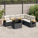 vidaXL Vrtna sedežna garnitura z blazinami 7-delna črn ratan/akacija, (21783212) | Shoptok.si