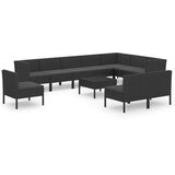  11-dijelna vrtna garnitura od poliratana s jastucima crna | shoptok.hr
