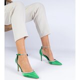 Gemre Green satin pumps embellished with rhinestones Fugatto | Shoptok.si