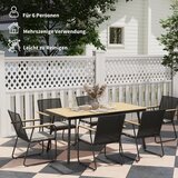  7-dijelni metalni blagovaonski set za 6 osoba blagovaonski stol sa 6 stolica blagovaonski set prirodno drvo + crna boja | shoptok.hr