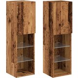 vidaXL TV omarica z LED lučkami 2 kosa starinski les 30,5x30x102 cm | Shoptok.si
