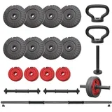 set za vežbanje 5/1 - tegovi, šipka, ručka za zvono i točak za trbušnjake 46kg