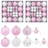  Set božićnih kuglica 88 kom. Roza i bijela Ø 6 cm Plastika - Roza i bijela | shoptok.hr