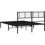  Metalni okvir za krevet s uzglavljem crni 140x190 cm | shoptok.hr