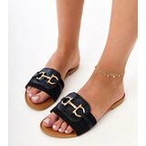 Gemre Black flip-flops with a gold decoration on the strap Elerat | shoptok.hr