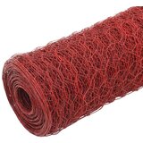 vidaXL žičana mreža od čelika s pvc oblogom za kokoši 25 x 1 m crvena | shoptok.hr