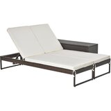 Outsunny 3delni modularni 2 ležalnika (60 x 195 x 86 cm) 1 stranska mizica (121 x 40 x 50 cm) iz ratana z rjavim in belim kremnim ležiščem, (20754291) Cene