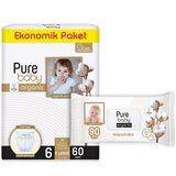 PURE BABY pelene sa organskim pamukom veličine 6 60 pelena + vlažne maramice 90 komada