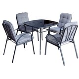  Baštenski set veneto sto+4stolice sa jastucima crno/sivi | ePonuda.com