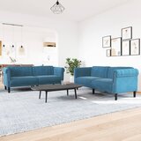vidaXL Sedežna garnitura 2-delna moder žamet | Shoptok.si