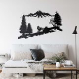 Wallxpert metalni zidni ukras 5260, motociklista u planinskom pejzažu sa šumom, 75 x 48 cm, crni | Eponuda.com