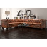 The Living Store Chesterfield kotna sedežna garnitura umetno usnje rjava - Kavč, (21479007) | Shoptok.si