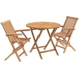  Set za vrt s 3 komada na preklapanje Prirodna Čvrsto teak drvo - Okruglo Dvosjed S naslonom za ruke | shoptok.hr