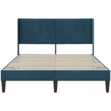  Krevetna konstrukcija s uzglavljem Plava 160 x 200 cm Baršun | shoptok.hr