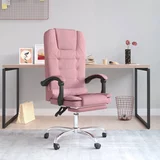 vidaXL Masažni pisarniški stol roza žamet