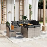 Maison Chic Seti vrtnega pohištva - Vrtna garnitura - Vrtni pohištvo set 9-delna z blazinami siv poli ratan, (21796085) | Shoptok.si