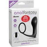Pipedream analfantasy vibrator za ritni orgazem - analni vibrator s prstom in obročkom za penis (črn) | Shoptok.si