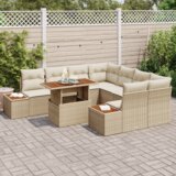 vidaXL 9-dijelni vrtni kauč set s jastučićima bež poli ratan | shoptok.hr