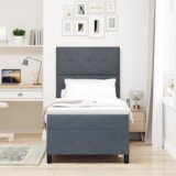 vidaXL Box Spring Krevet s Madracem Tamnosiva 80x200 cm Baršun | shoptok.hr