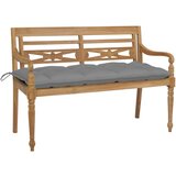 The Living Store Klop Batavia s sivo blazino 120 cm trdna tikovina - Klop, (21483800) Cene
