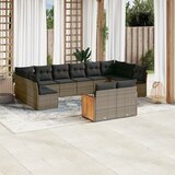 Maison Chic Seti vrtnega pohištva - Vrtna garnitura - Vrtni pohištvo set 12-delna z blazinami siva poli ratan, (21811040) | Shoptok.si