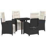 vidaXL Vrtni blagovaonski set od 5 dijelova s jastucima crni poli ratan, Vrtni stol crni 80x80x73 cm staklo otporno na udarce Cijene