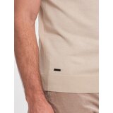Ombre Men's soft knit polo shirt with contrasting stripes - beige | Shoptok.si