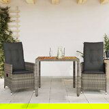 3-dijelni bistro set od poliratana s jastucima sivi | shoptok.hr