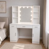  Kozmetički toaletni stolić s LED ogledalom i ladicama, bijeli, 141 × 114 × 39 cm | shoptok.hr