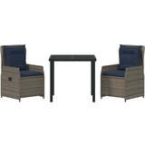  Vrtni set za objed s jastukom 3 pcs Siva Poli ratan | shoptok.hr