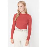 Trendyol Tile Stand Collar Corduroy Basic Knitted Blouse Cene