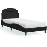  Postelja z vzmetnico črna 90x190 cm umetno usnje Cene