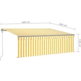  Automatska tenda s roletom i senzorom LED 4 x 3 m žuto-bijela | shoptok.hr