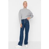 Trendyol Blue Front Button High Waist 90's Wide Leg Jeans Cene