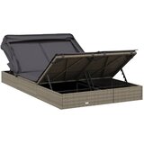 LEŽAJ za sunčanje za 2 osobe sivi 213 x 118 x 97 cm poliratan | shoptok.hr
