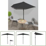  The Living Store Balkonski senčnik z aluminijastim drogom 270x144x222 cm črn - Balkonski Senčnik, (21743732) | Shoptok.si