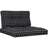  Jastuci za palete 2 kom crni karirani od tkanine Šarena 80 x 80 x 12 cm | Shoptok.si
